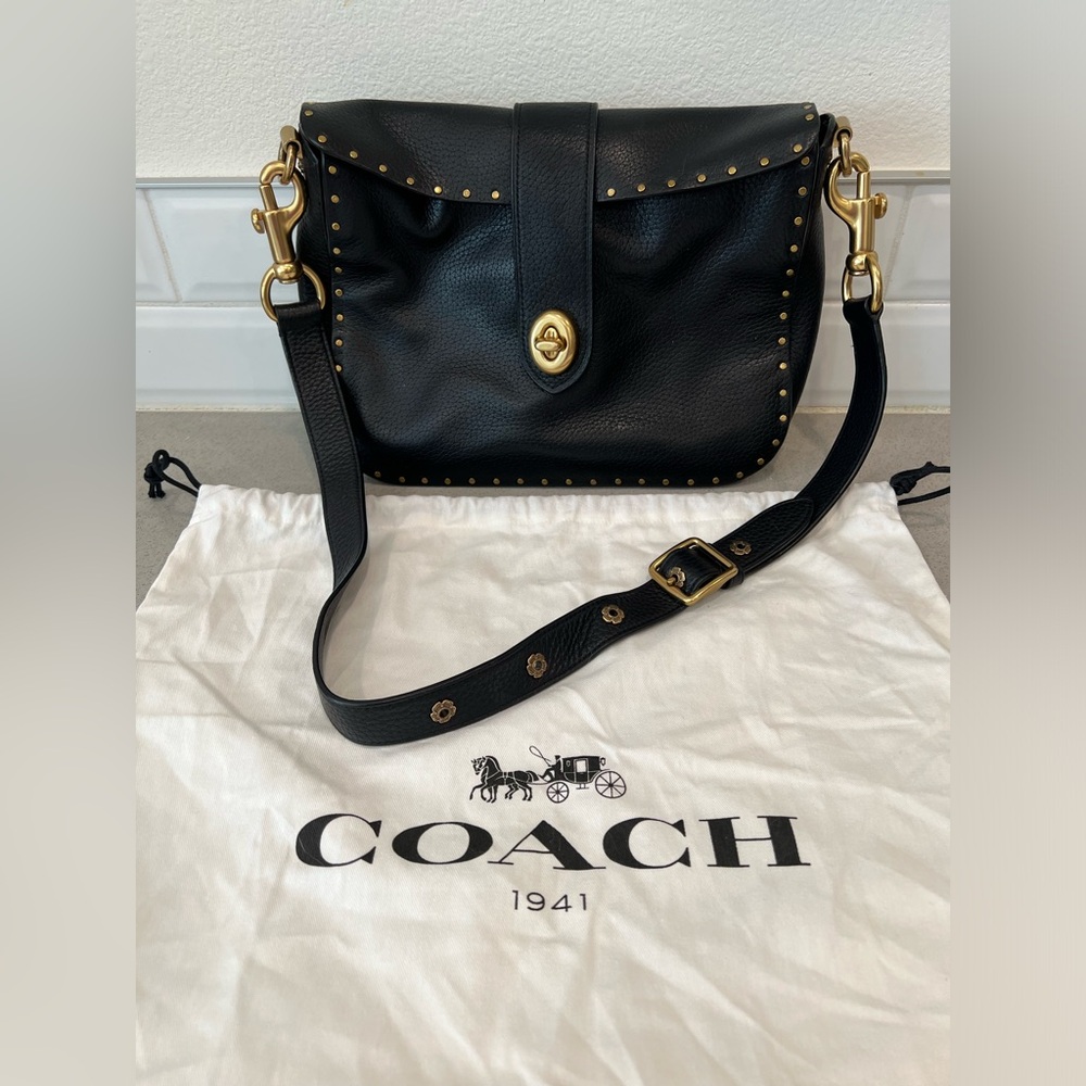 Coach 1941 Page 27 Crossbody/shoulder bag Rivets Black Leather style 31929 - Picture 3 of 10